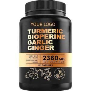 Cápsulas de Cúrcuma, Bioperina, Ajo y Jengibre OEM ODM, 240 Unidades - 2360MG, Apoyo para la Salud Inmunológica y Articular - Product Image 1