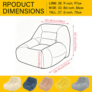 <b>Inflatable</b> Fabric Oversized Single Seater Lazy <b>Sofa</b> Vacuum Compressed Space-Saving Contemporary Design for Living Room Use - Product Image 6