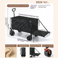 Chariot de camping pliable grande capacité 185L, robuste, avec table et roues tout-terrain pour le camping en extérieur