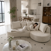 Ensemble de canapés d'angle de luxe moderne en velours pour salon, incluant un fauteuil inclinable, emballé sous vide, avec mousse sans armature, design de mobilier