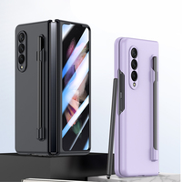 Casing Ponsel Lipat PC Matte Kaca Depan Slot Pen untuk Samsung Z Fold 3 5G