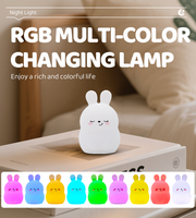 Veilleuse en silicone en forme de lapin avec minuteur 30 minutes, lampe LED rechargeable en forme d'animal mignon et souple avec contrôle tactile, cadeaux amusants pour bébé