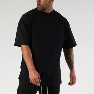 도매 운동 의류 남성 캐주얼 티셔츠 대형 빈 두꺼운 티셔츠 맞춤 패션 헤비급 코튼 티셔츠