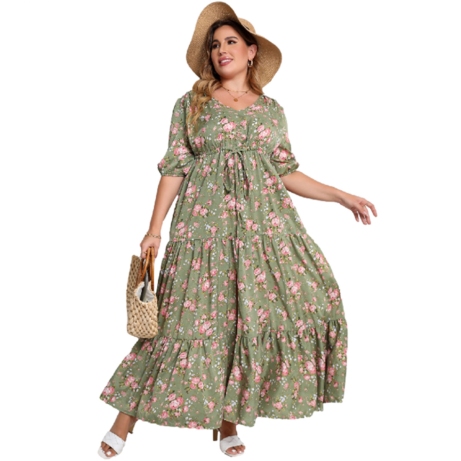 Acquista Abito da donna sexy taglie forti 5XL estate 2022 abito maxi manica corta casual solido per abito lungo da donna abiti da donna in Italia a partire da 21
