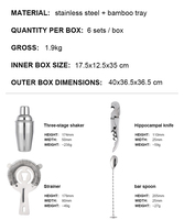 Kit de barman 22 pièces avec support en bambou, outils de bar en acier inoxydable, fourni par le fabricant