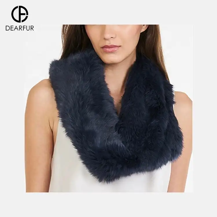 Luxury Ladies Women Scarf Shawl Good Fox Fur Put Through Scarf Rabbit Scarf