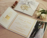 Undangan Pernikahan Mewah 3D Couture, Kartu RSVP Akrilik Transparan Berlapis Emas Modern dengan Kode QR untuk Undangan Pernikahan