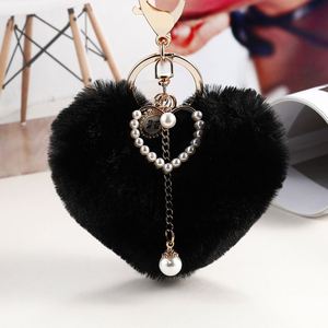 Fashion Fluffy Furry <b>Plush</b> Ball Hearted Shaped Bag Pendants Keychain Pompom Peach Heart Cute Keyrings Accessories - Product Image 6