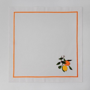 Custom LOGO Embroidered Handmade <b>Cloth</b> Pure Cotton <b>Linen</b> Napkins Wedding 100% <b>Linen</b> Embroidery Placemat Scallop Edge - Product Image 4