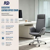 Chaise de bureau ergonomique moderne en cuir, base chromée, inclinable et réglable, pour la maison, le bureau ou la chambre à coucher – Vente directe usine