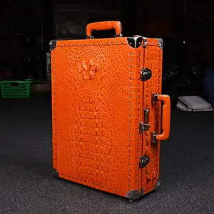 Cá sấu hành lý phong cách cũ sang trọng cá sấu trường hợp da trường hợp khó khăn túi du lịch cho kinh doanh hành lý trường hợp quá lưu trữ hộp