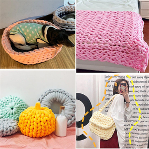 Tubo morbido ingombrante filato gigante per tessuto artigianale all'uncinetto, nodo intrecciato filo di lana di cotone per la maglia a mano coperta fai da te 1000g 2cm - Product Image 6
