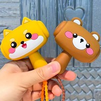Porte-clés Marteau Sonore Anti-Stress Créatif Licorne Lapin Corgi Ours en PVC Forme 3D Mignonne et Amusante