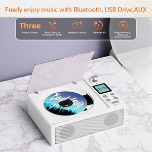 Lecteur <span class=keywords><strong>CD</strong></span> transfrontalier portable pour <span class=keywords><strong>musique</strong></span> acoustique avec radio FM et connecteur RCA BT-3100 avec écran - Product Image 2