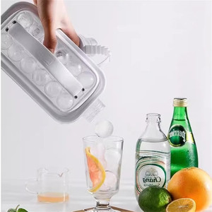 Bouteille d'eau <span class=keywords><strong>à</strong></span> glaçons 2 en 1 avec paille pour Cool Summer Zero Touch Press pour Coffee Juice Gym Outdoor Travel Ice Cube Tray - Product Image 6
