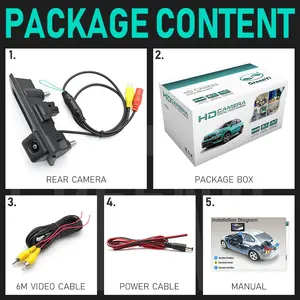 עמיד למים 170 מעלות 1080p רכב מצלמה אחורית עבור <span class=keywords><strong>Vw</strong></span> volkswagen ג 'טה mk6 audi a3 a4 a5 q5 a6 - Product Image 6