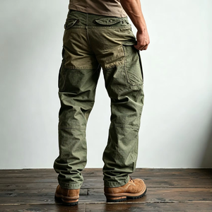 Nouvel Arrivage – Pantalon Cargo Homme en Toile Polyester/Coton, Blocs de Couleurs, Multi-Poches, Délavé à l'Acide, Respirant, Écologique, Taille Mi-Haute - Product Image 2