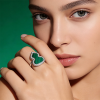 Bague en argent sterling 925 plaqué or 18 carats pour femme, luxe, avec agate rouge et verte, zircon, gourde, ensemble de bagues de mariage et de soirée pour femme