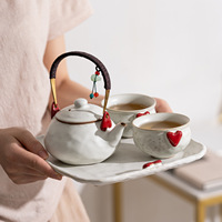 Service à thé en céramique blanche BAMBUS, théière et tasses modernes pour la maison, le café, les mariages, les services de table et la consommation quotidienne du thé