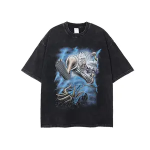 Wholesale Mens Acid Wash T Shirt Streetwear Oversized Hip Hop 100% Cotton Tshirts Custom Graphic Vintage T Shirts