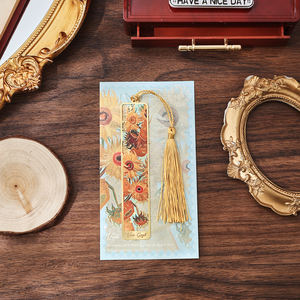 伊莫达文具1pc向日葵书签空心画金属书签带流苏礼物给书友读者作家 - Product Image 5