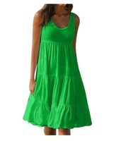 Robe d'été décontractée pour femmes T003, sans manches, ample, grande taille, robe de plage maxi unie