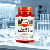 Capsules végétariennes Calcium Magnésium Zinc pour améliorer l'immunité, la densité osseuse et la santé nerveuse, complément alimentaire minéral quotidien OEM