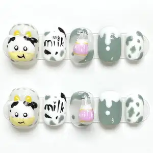Design #1002 Handmade French Cat Eye Design Removable and Press-On Nails for Finger Application