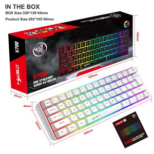 Redwingy V700 61-key Gaming Film <strong>Keyboard</strong> RGB Light Portable Wired <strong>Keyboard</strong> Ergonomic High and Low Keys Soft Feel and Never <strong>Fade</strong> - Product Image 3