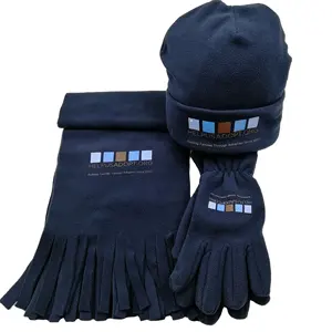 wholesale polar fleece hat scarf glove sets with custom printing logo