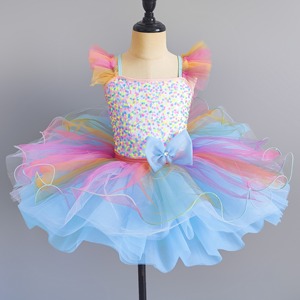 Gonna da Balletto per Capodanno, Costume da Piccolo Cigno con Paillettes Colorate per Gruppo di Danza, Gonna per Asilo - Product Image 1