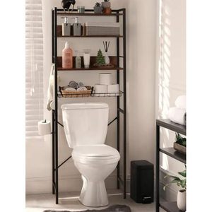 Étagères d'organisation <span class=keywords><strong>de</strong></span> salle <span class=keywords><strong>de</strong></span> bain en bois au-<span class=keywords><strong>dessus</strong></span> des toilettes personnalisées en gros Étagère d'échelle <span class=keywords><strong>de</strong></span> rangement au-<span class=keywords><strong>dessus</strong></span> des toilettes - Product Image 4