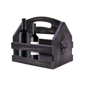 High Quality Modern Wooden Wine Bottle <b>Caddy</b> Double Stand Type Metal Opener for Bar Restaurant Multipurpose <b>Kitchen</b> Storage - Product Image 2