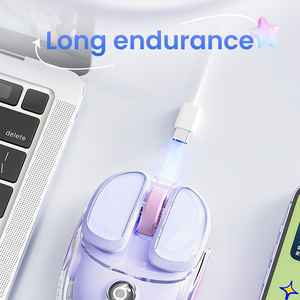 EWEADN Q9 Nhỏ gọn có thể sạc lại Chuột chơi game thiết lập <span class=keywords><strong>4</strong></span> Tốc độ DPI có thể điều chỉnh bàn phím không dây và chuột trong thiết kế màu hồng dễ thương - Product Image 3