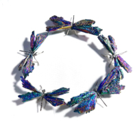En gros En Vrac Pierre Naturelle Aura Cristal Sculpture Aura Tourmaline Noire Libellule Pour Cadeau D'artisanat