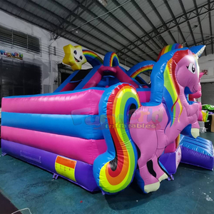 Castillo inflable comercial de unicornio para niños con tobogán, parque de juegos inflable de unicornio - Product Image 4