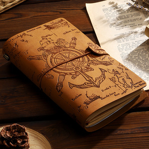Carnet de voyage vintage A6 Mini Pirate en cuir de mouton certifié, journal de poche à feuilles mobiles, agenda portable gaufré - Product Image 5