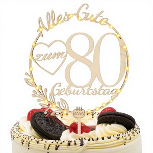 I LOVE MOM Decorazione per Torta in Legno Ecologico per 80° Compleanno, per Ragazze, Ragazzi, Donne e Uomini - Product Image 3