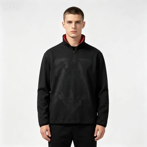 Camiseta Masculina de Manga Longa com Zíper Frontal, Respirável, em Fleece, Modelo Sólido (Tamanho Alpha XX-Large Regular) - Product Image 3