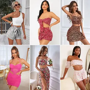Fashion stock lot women mix clothes bale croptops bulk clothes assorted brand new clothes women Casual Dresses
