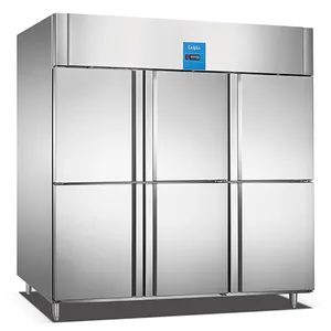 6 Portas Refrigeração Estática Cozinha Refrigerador Vertical Chiller & Freezer