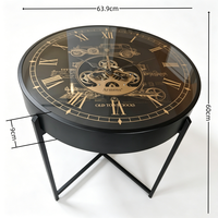 Table d'appoint ronde en métal noir Armens 2026, design vintage avec engrenages d'horloge, pour salon, table basse, décoration d'intérieur