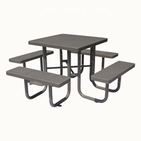 Table de pique-nique extérieure en acier commerciale publique avec banc restaurant école à l'extérieur table et chaise en métal portable robuste