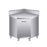 Table de travail commerciale en acier inoxydable 304 à 90 degrés avec porte et crédence anti-éclaboussures, armoire robuste pour hôtel et restaurant