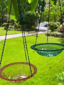 Mangeoire à oiseaux suspendue, décoration extérieure, baignoire pour oiseaux, pendentif pour balcon, jardin, mangeoire à colibris, pendentif bleu à double couche - Product Image 6