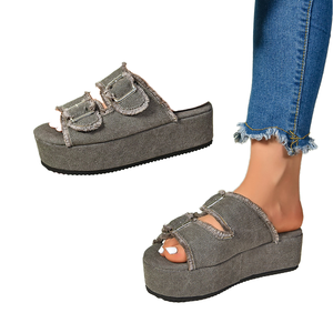Sandalias de mujer, zapatillas de cuña informales cómodas y transpirables, zapatillas de playa para mujer, suela gruesa, zapatos de gran tamaño - Product Image 6