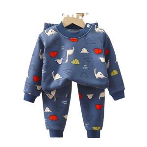 <span class=keywords><strong>Pigiama</strong></span> per Bambini in Seta di Latte con Stampa Animalier, Maniche Lunghe Felpate e Calde, Pantaloni Spessi per Ragazzi e Ragazze, Autunno - Product Image 5