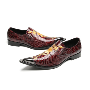 Broderie florale britannique métal bout pointu en cuir véritable hommes chaussures habillées grande taille fête de mariage chaussures formelles chaussures d'affaires - Product Image 3