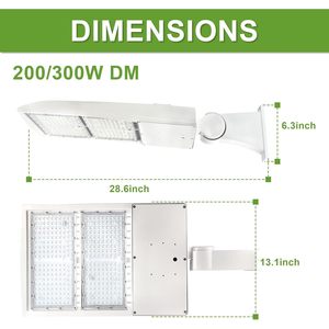 300W Blanc LED Shoebox Pole Light 40500Lm Parking & Garage Luminaires 100-277Volt - Product Image 6