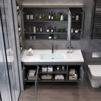 Meuble-lavabo mural en PVC blanc, sur mesure, durable, simple, haut de gamme, à fermeture amortie, avec vasque, 48 pouces